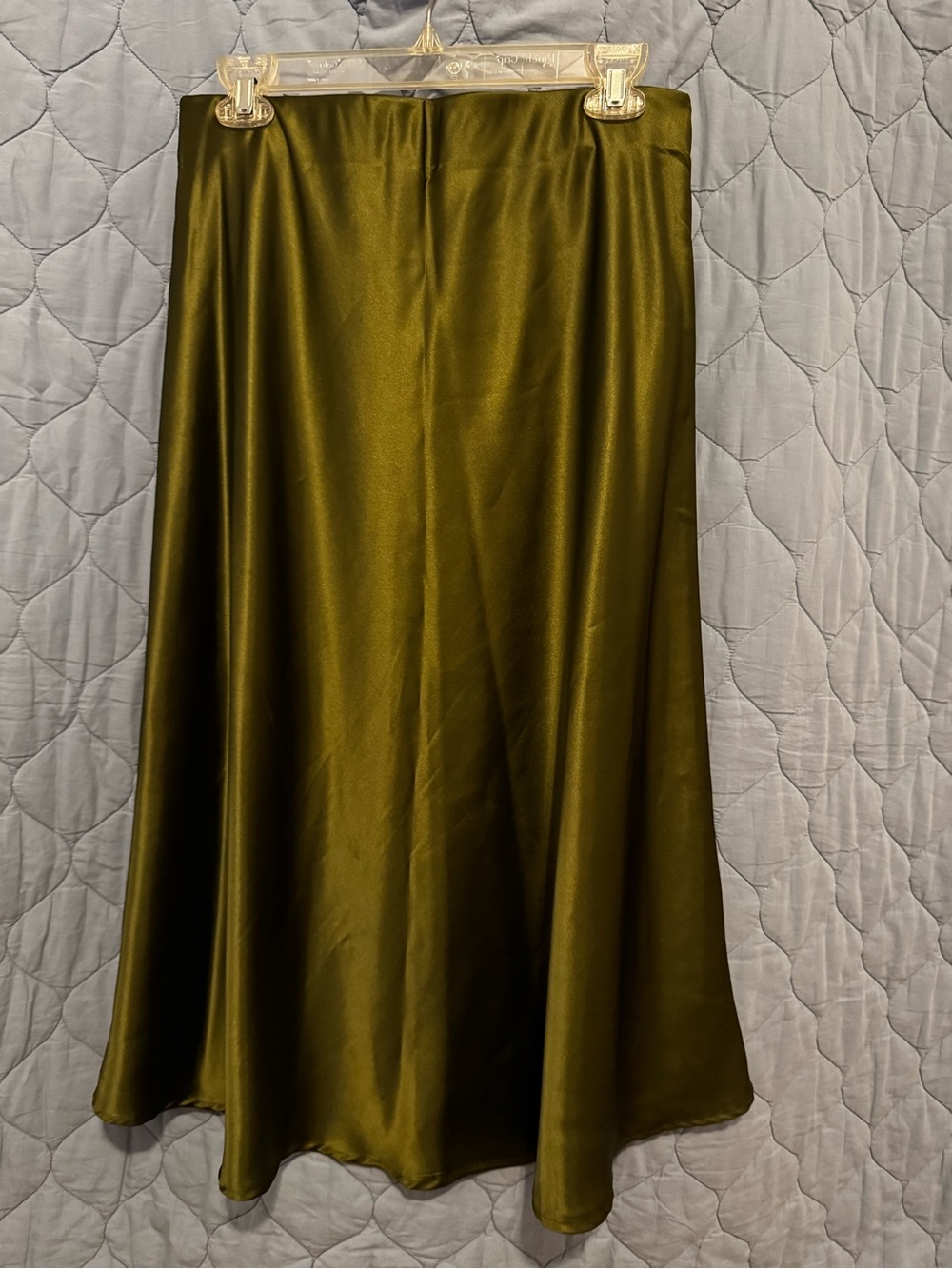 Olive Green Satin A-Line Women's Skirt